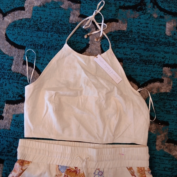 House of Harlow 1960 Set Of 2 Piece  Floral Multicolor Sz Large Linen Blend NWT - Picture 4 of 9